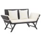 vidaXL Gartenbank mit Auflagen 176 cm Schwarz Poly Rattan vidaXL Gartenbank mit Auflagen 176 cm Schwarz Poly Rattan