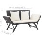 vidaXL Gartenbank mit Auflagen 176 cm Schwarz Poly Rattan vidaXL Gartenbank mit Auflagen 176 cm Schwarz Poly Rattan