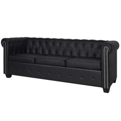 vidaXL Chesterfield-Sofa 3-Sitzer Kunstleder Schwarz  