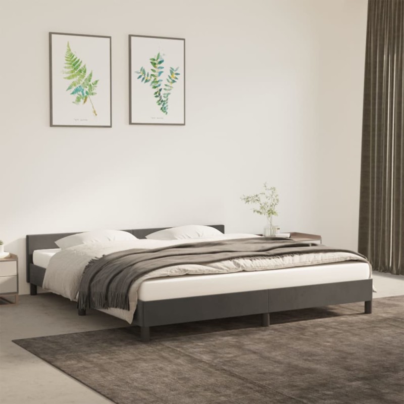 Bettgestell mit Kopfteil Dunkelgrau 160x200 cm Samt Bettgestell mit Kopfteil Dunkelgrau 160x200 cm Samt
