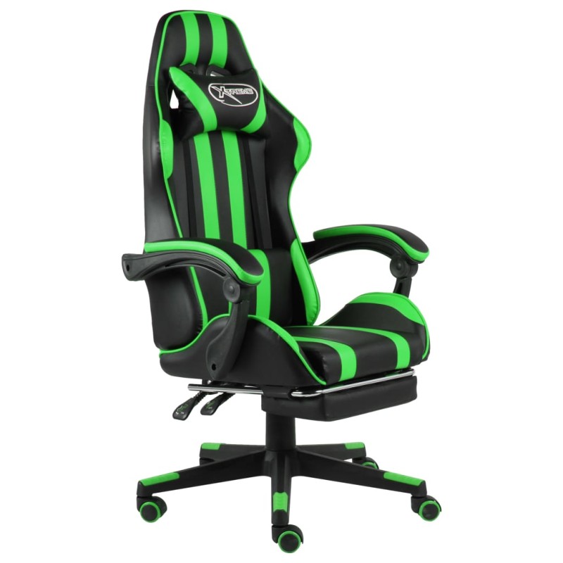 vidaXL Gaming-Stuhl mit Fußstütze Schwarz und Grün Kunstleder vidaXL Gaming-Stuhl mit Fußstütze Schwarz und Grün Kunstleder