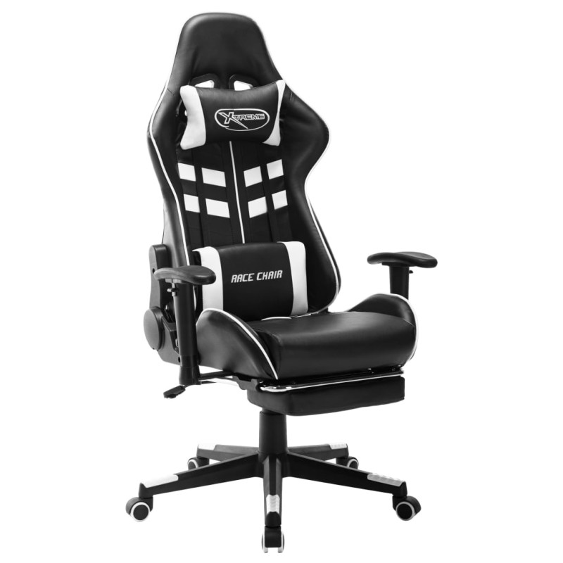 vidaXL Gaming-Stuhl mit Fußstütze Schwarz und Weiß Kunstleder vidaXL Gaming-Stuhl mit Fußstütze Schwarz und Weiß Kunstleder