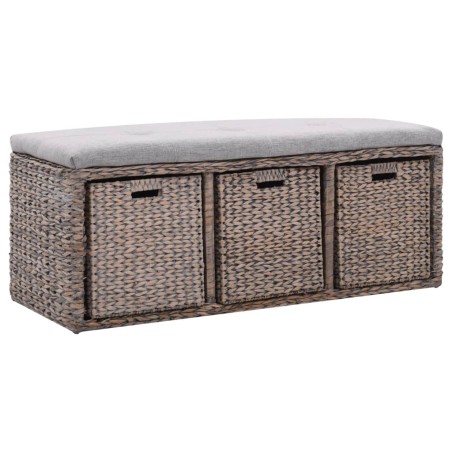 vidaXL Sitzbank mit 3 Körben Seegras 105×40×42 cm Grau