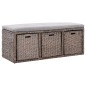 vidaXL Sitzbank mit 3 Körben Seegras 105×40×42 cm Grau vidaXL Sitzbank mit 3 Körben Seegras 105×40×42 cm Grau