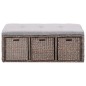 vidaXL Sitzbank mit 3 Körben Seegras 105×40×42 cm Grau vidaXL Sitzbank mit 3 Körben Seegras 105×40×42 cm Grau