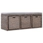 vidaXL Sitzbank mit 3 Körben Seegras 105×40×42 cm Grau vidaXL Sitzbank mit 3 Körben Seegras 105×40×42 cm Grau