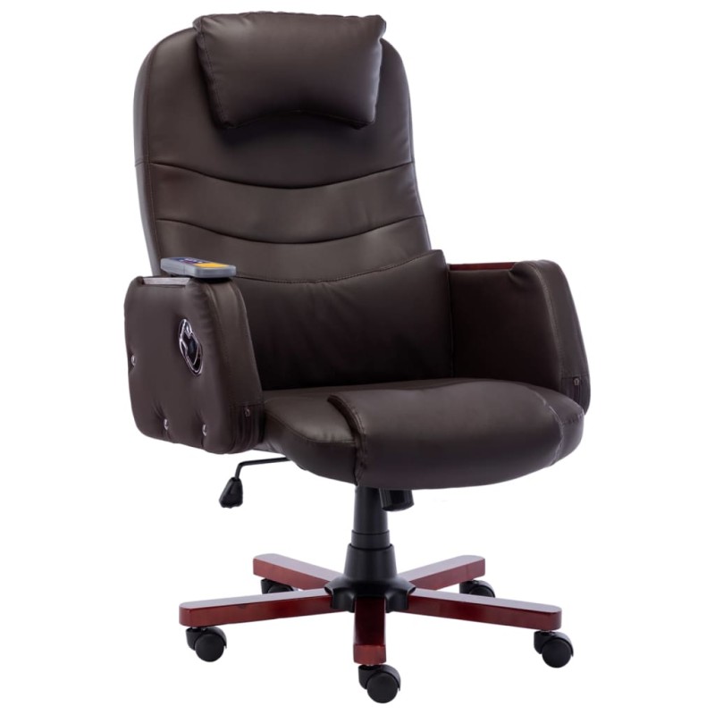 vidaXL Massage-Bürostuhl Braun Kunstleder vidaXL Massage-Bürostuhl Braun Kunstleder