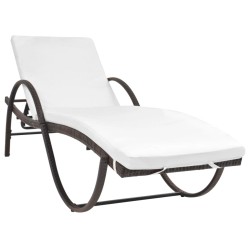 vidaXL Sonnenliege mit Auflage Poly Rattan Braun