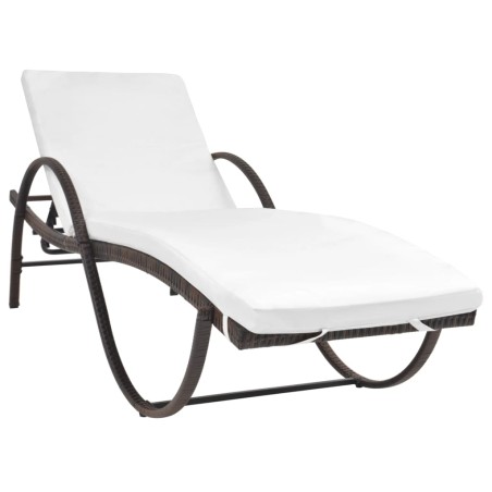 vidaXL Sonnenliege mit Auflage Poly Rattan Braun