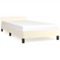 Bettgestell mit Kopfteil Creme 80x200 cm Kunstleder Bettgestell mit Kopfteil Creme 80x200 cm Kunstleder