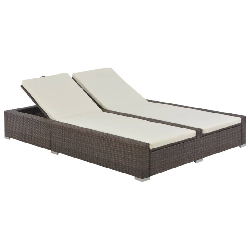 vidaXL Doppel-Sonnenliege Poly Rattan Braun vidaXL Doppel-Sonnenliege Poly Rattan Braun