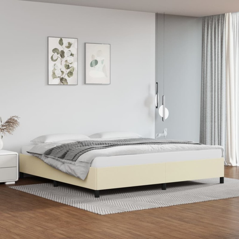 Bettgestell Creme 200x200 cm Kunstleder Bettgestell Creme 200x200 cm Kunstleder