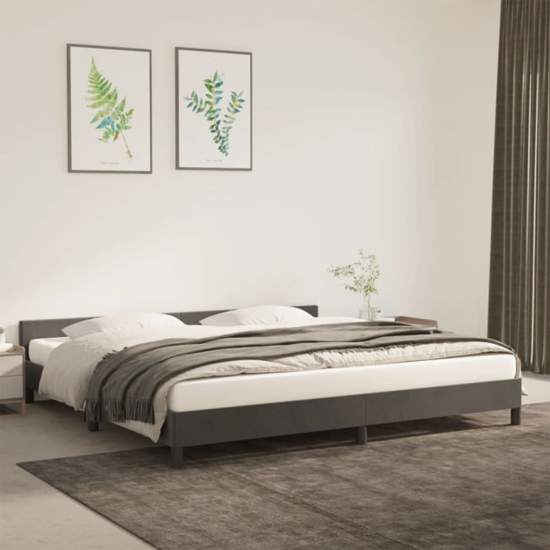 Bettgestell mit Kopfteil Dunkelgrau 200x200 cm Samt Bettgestell mit Kopfteil Dunkelgrau 200x200 cm Samt