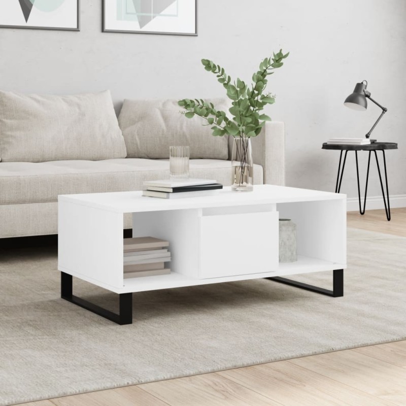 vidaXL Couchtisch Weiß 90x50x36,5 cm Holzwerkstoff vidaXL Couchtisch Weiß 90x50x36,5 cm Holzwerkstoff