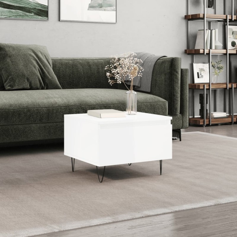 vidaXL Couchtisch Hochglanz-Weiß 50x46x35 cm Holzwerkstoff vidaXL Couchtisch Hochglanz-Weiß 50x46x35 cm Holzwerkstoff