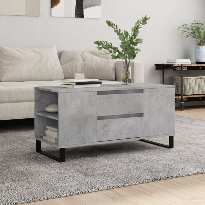 vidaXL Couchtisch Betongrau 102x44,5x50 cm Holzwerkstoff vidaXL Couchtisch Betongrau 102x44,5x50 cm Holzwerkstoff