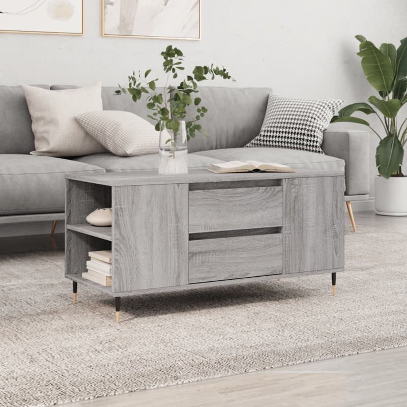 vidaXL Couchtisch Grau Sonoma 102x44,5x50 cm Holzwerkstoff vidaXL Couchtisch Grau Sonoma 102x44,5x50 cm Holzwerkstoff