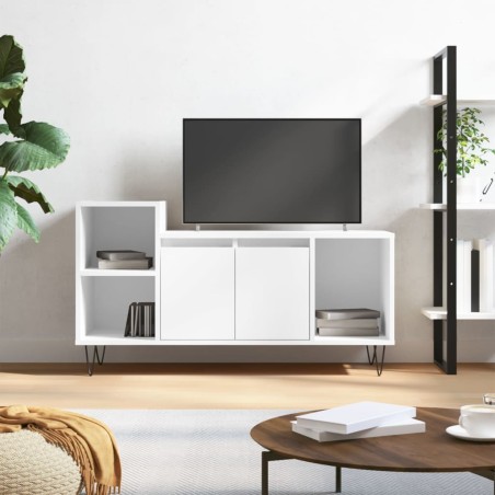 vidaXL TV-Schrank Hochglanz-Weiß 100x35x55 cm Holzwerkstoff