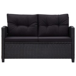 vidaXL 2-Sitzer-Gartensofa mit Kissen Schwarz 124 cm Poly Rattan