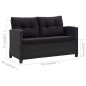 vidaXL 2-Sitzer-Gartensofa mit Kissen Schwarz 124 cm Poly Rattan vidaXL 2-Sitzer-Gartensofa mit Kissen Schwarz 124 cm Poly Rattan