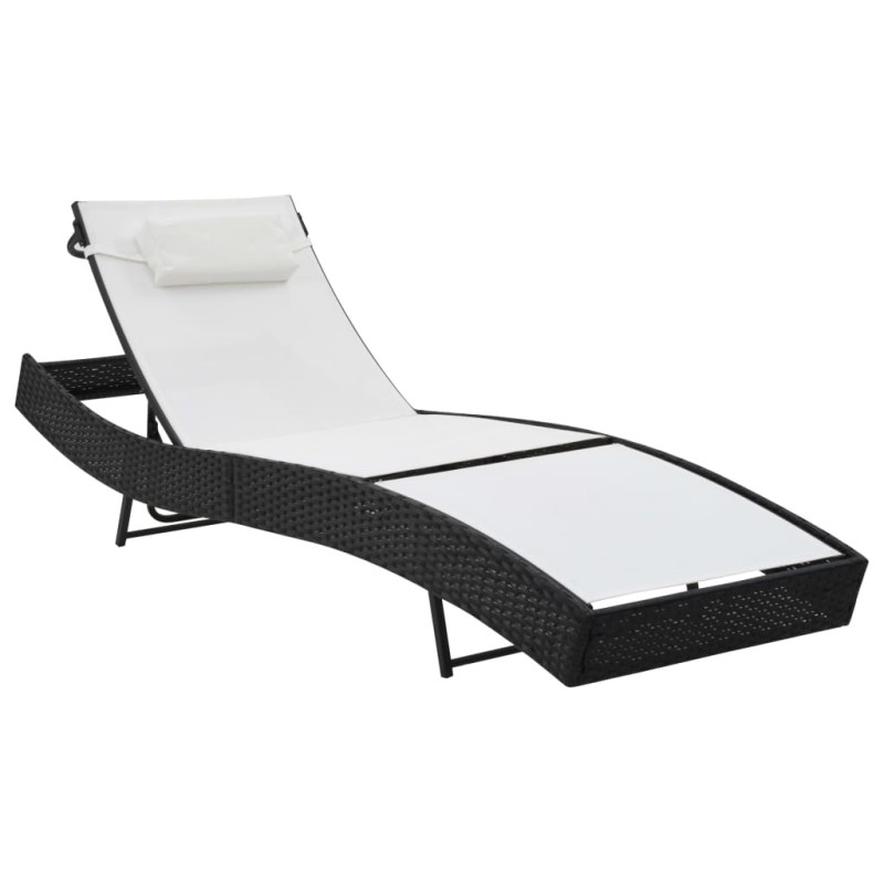 vidaXL Sonnenliege mit Auflage Poly Rattan Schwarz vidaXL Sonnenliege mit Auflage Poly Rattan Schwarz