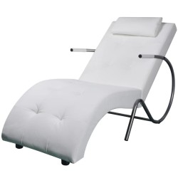 vidaXL Chaiselongue mit Kissen Weiß Kunstleder