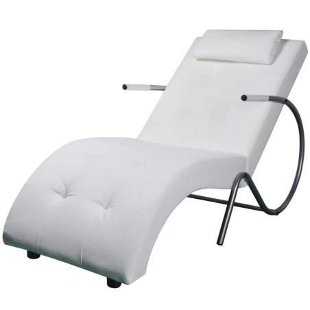 vidaXL Chaiselongue mit Kissen Weiß Kunstleder