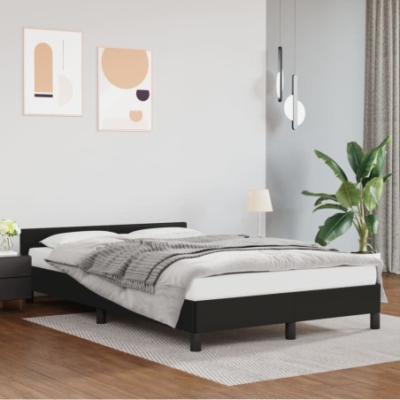 vidaXL Bettgestell mit Kopfteil Schwarz 120x200 cm Kunstleder