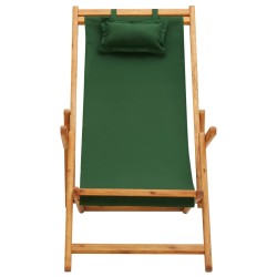 vidaXL Klappbarer Strandstuhl Eukalyptus Massivholz und Stoff Grün