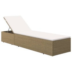 vidaXL Sonnenliege Poly Rattan Braun und Cremeweiß