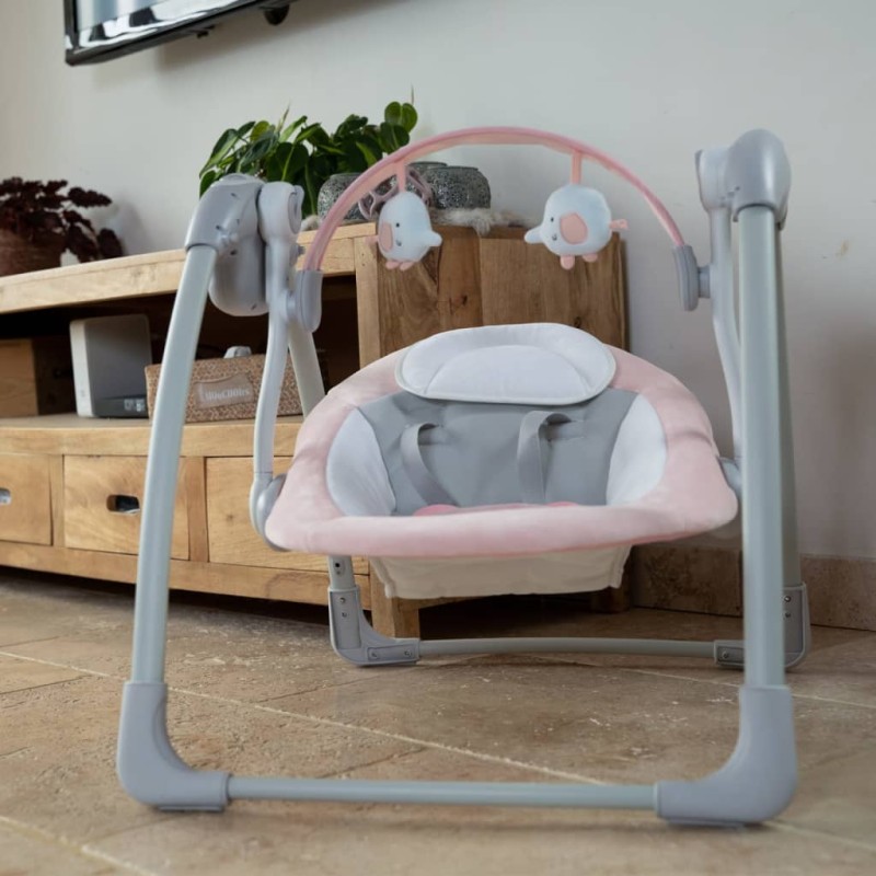 Bo Jungle Babywippe Dolphy Grau und Rosa Bo Jungle Babywippe Dolphy Grau und Rosa