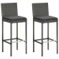 vidaXL Garten-Barhocker mit Kissen 2 Stk. Grau Poly Rattan vidaXL Garten-Barhocker mit Kissen 2 Stk. Grau Poly Rattan