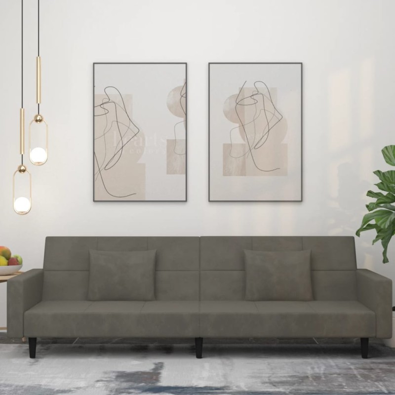 vidaXL Schlafsofa 2-Sitzer mit 2 Kissen Dunkelgrau Samt vidaXL Schlafsofa 2-Sitzer mit 2 Kissen Dunkelgrau Samt