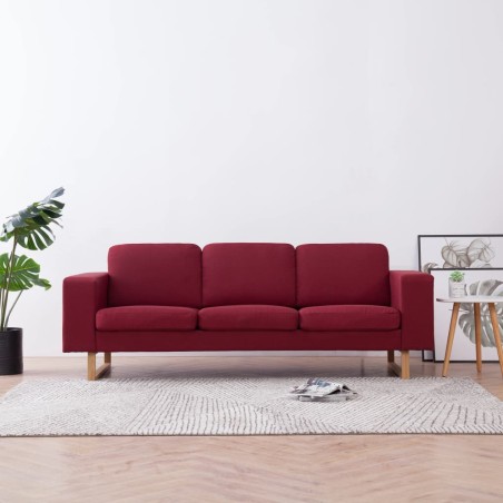 vidaXL 3-Sitzer-Sofa Stoff Weinrot