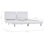 vidaXL Bettgestell mit LED Weiß Kunstleder 160×200 cm vidaXL Bettgestell mit LED Weiß Kunstleder 160×200 cm