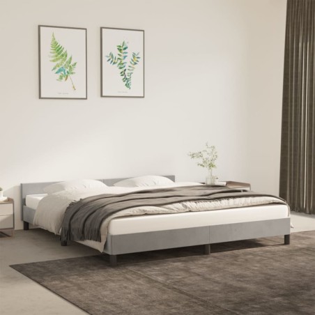 vidaXL Bettgestell mit Kopfteil Hellgrau 160x200 cm Samt