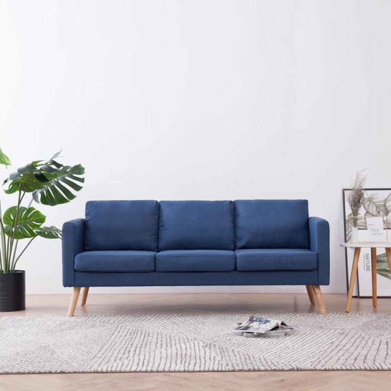 vidaXL 3-Sitzer-Sofa Stoff Blau vidaXL 3-Sitzer-Sofa Stoff Blau