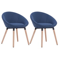 vidaXL Esszimmerstühle 2 Stk. Blau Stoff