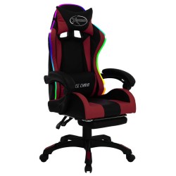 vidaXL Gaming-Stuhl mit RGB LED-Leuchten Weinrot Schwarz Kunstleder