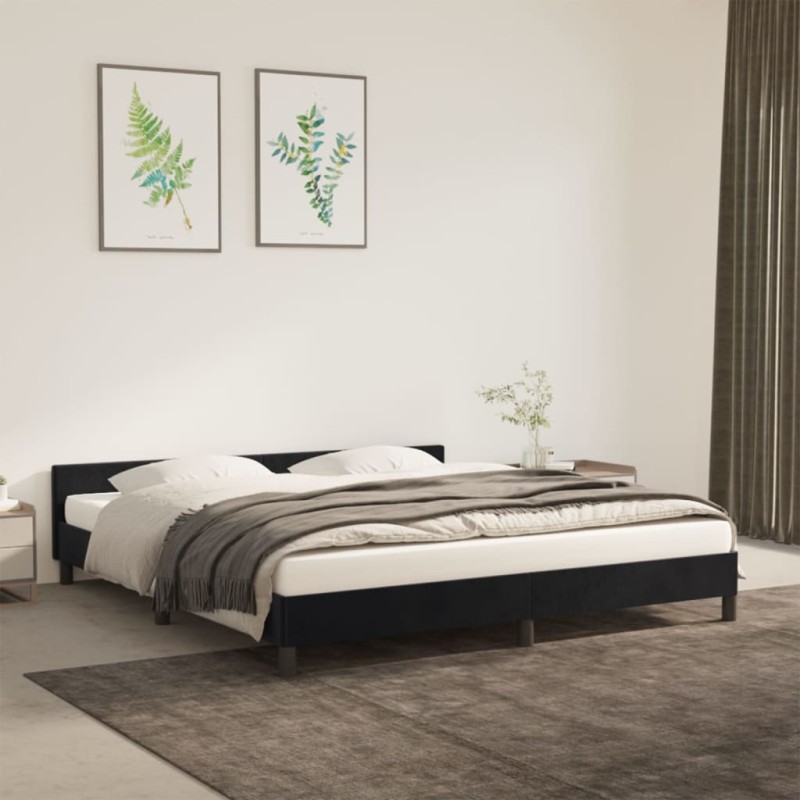 vidaXL Bettgestell mit Kopfteil Schwarz 180x200 cm Samt vidaXL Bettgestell mit Kopfteil Schwarz 180x200 cm Samt