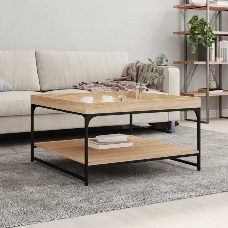 vidaXL Couchtisch Sonoma-Eiche 80x80x45 cm Holzwerkstoff und Eisen vidaXL Couchtisch Sonoma-Eiche 80x80x45 cm Holzwerkstoff und Eisen