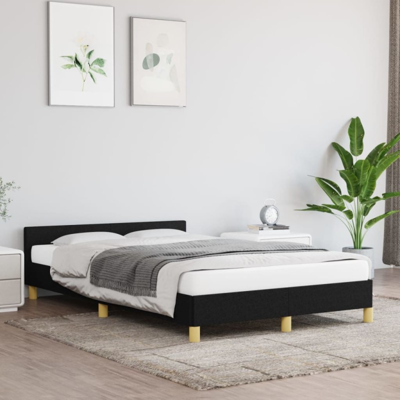 Bettgestell mit Kopfteil Schwarz 120x200 cm Stoff Bettgestell mit Kopfteil Schwarz 120x200 cm Stoff