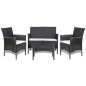 vidaXL 4-tlg. Garten-Lounge-Set mit Auflagen Poly Rattan Schwarz vidaXL 4-tlg. Garten-Lounge-Set mit Auflagen Poly Rattan Schwarz