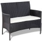 vidaXL 4-tlg. Garten-Lounge-Set mit Auflagen Poly Rattan Schwarz vidaXL 4-tlg. Garten-Lounge-Set mit Auflagen Poly Rattan Schwarz