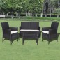 vidaXL 4-tlg. Garten-Lounge-Set mit Auflagen Poly Rattan Schwarz vidaXL 4-tlg. Garten-Lounge-Set mit Auflagen Poly Rattan Schwarz