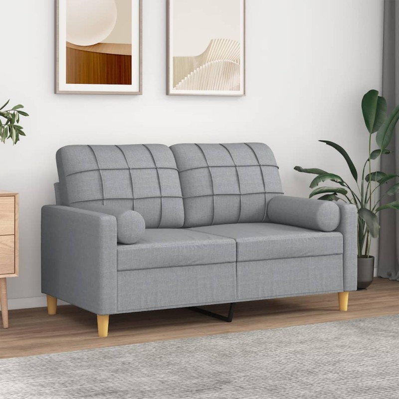 vidaXL 2-Sitzer-Sofa mit Zierkissen Hellgrau 120 cm Stoff vidaXL 2-Sitzer-Sofa mit Zierkissen Hellgrau 120 cm Stoff