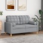vidaXL 2-Sitzer-Sofa mit Zierkissen Hellgrau 120 cm Stoff vidaXL 2-Sitzer-Sofa mit Zierkissen Hellgrau 120 cm Stoff