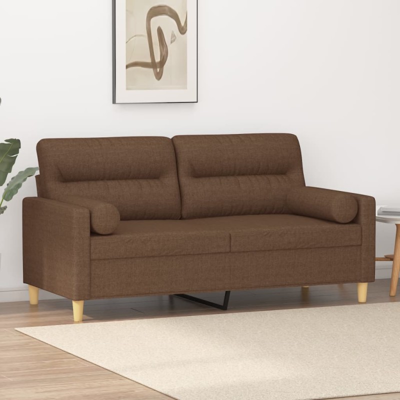 vidaXL 2-Sitzer-Sofa mit Zierkissen Braun 140 cm Stoff vidaXL 2-Sitzer-Sofa mit Zierkissen Braun 140 cm Stoff