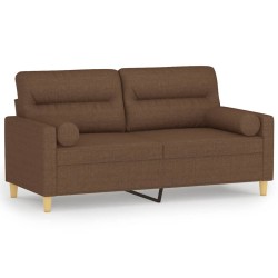vidaXL 2-Sitzer-Sofa mit Zierkissen Braun 140 cm Stoff