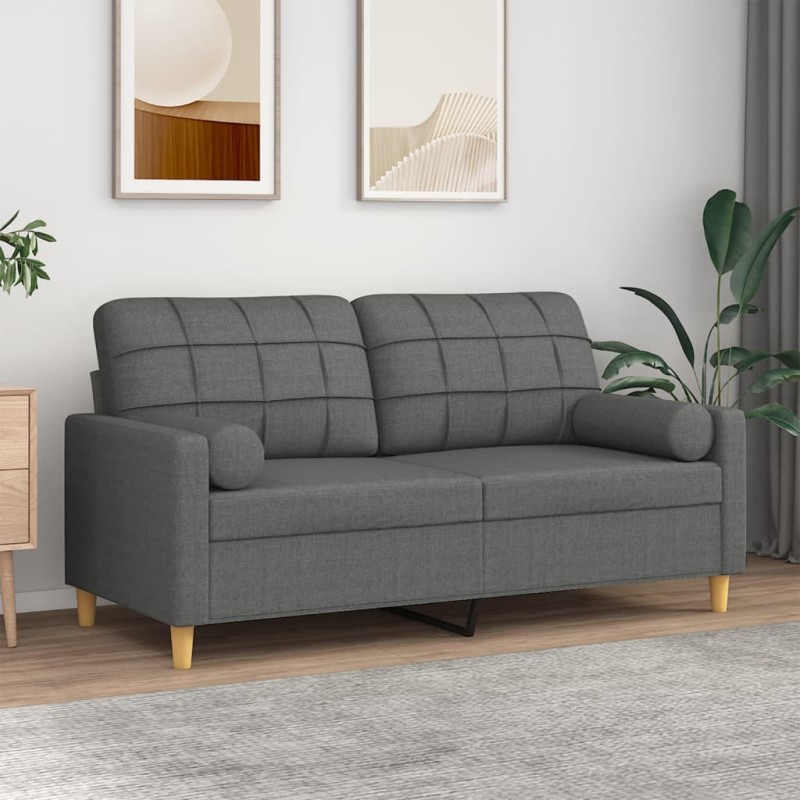 vidaXL 2-Sitzer-Sofa mit Zierkissen Dunkelgrau 140 cm Stoff vidaXL 2-Sitzer-Sofa mit Zierkissen Dunkelgrau 140 cm Stoff